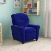 Flash Furniture Chandler LeatherSoft Kids Recliner with Cup Holder and Safety Recline, Contemporary Reclining Chair for Kids, Supports up to 90 lbs., Black(Blue Microfiber)