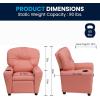 Flash Furniture Chandler LeatherSoft Kids Recliner with Cup Holder and Safety Recline, Contemporary Reclining Chair for Kids, Supports up to 90 lbs., Black(Pink Vinyl)