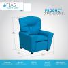 Flash Furniture Chandler LeatherSoft Kids Recliner with Cup Holder and Safety Recline, Contemporary Reclining Chair for Kids, Supports up to 90 lbs., Black(Turquoise Vinyl)