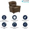 Flash Furniture Chandler LeatherSoft Kids Recliner with Cup Holder and Safety Recline, Contemporary Reclining Chair for Kids, Supports up to 90 lbs., Black(Brown Microfiber)