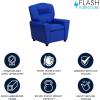 Flash Furniture Chandler LeatherSoft Kids Recliner with Cup Holder and Safety Recline, Contemporary Reclining Chair for Kids, Supports up to 90 lbs., Black(Blue Vinyl)