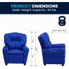 Flash Furniture Chandler LeatherSoft Kids Recliner with Cup Holder and Safety Recline, Contemporary Reclining Chair for Kids, Supports up to 90 lbs., Black(Blue Vinyl)