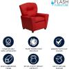 Flash Furniture Chandler LeatherSoft Kids Recliner with Cup Holder and Safety Recline, Contemporary Reclining Chair for Kids, Supports up to 90 lbs., Black(Red Vinyl)