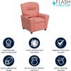 Flash Furniture Chandler LeatherSoft Kids Recliner with Cup Holder and Safety Recline, Contemporary Reclining Chair for Kids, Supports up to 90 lbs., Black(Pink Vinyl)