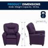 Flash Furniture Chandler LeatherSoft Kids Recliner with Cup Holder and Safety Recline, Contemporary Reclining Chair for Kids, Supports up to 90 lbs., Black(Purple Vinyl)