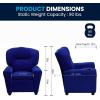 Flash Furniture Chandler LeatherSoft Kids Recliner with Cup Holder and Safety Recline, Contemporary Reclining Chair for Kids, Supports up to 90 lbs., Black(Blue Microfiber)