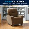 Flash Furniture Chandler LeatherSoft Kids Recliner with Cup Holder and Safety Recline, Contemporary Reclining Chair for Kids, Supports up to 90 lbs., Black(Brown Microfiber)
