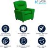 Flash Furniture Chandler LeatherSoft Kids Recliner with Cup Holder and Safety Recline, Contemporary Reclining Chair for Kids, Supports up to 90 lbs., Black(Green Vinyl)