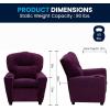 Flash Furniture Chandler LeatherSoft Kids Recliner with Cup Holder and Safety Recline, Contemporary Reclining Chair for Kids, Supports up to 90 lbs., Black(Purple Microfiber)