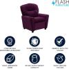 Flash Furniture Chandler LeatherSoft Kids Recliner with Cup Holder and Safety Recline, Contemporary Reclining Chair for Kids, Supports up to 90 lbs., Black(Purple Microfiber)