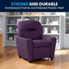 Flash Furniture Chandler LeatherSoft Kids Recliner with Cup Holder and Safety Recline, Contemporary Reclining Chair for Kids, Supports up to 90 lbs., Black(Purple Vinyl)