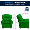 Flash Furniture Chandler LeatherSoft Kids Recliner with Cup Holder and Safety Recline, Contemporary Reclining Chair for Kids, Supports up to 90 lbs., Black(Green Vinyl)