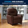 Flash Furniture Chandler LeatherSoft Kids Recliner with Cup Holder and Safety Recline, Contemporary Reclining Chair for Kids, Supports up to 90 lbs., Black(Brown Leathersoft)
