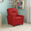 Flash Furniture Chandler LeatherSoft Kids Recliner with Cup Holder and Safety Recline, Contemporary Reclining Chair for Kids, Supports up to 90 lbs., Black(Red Vinyl)