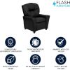 Flash Furniture Chandler LeatherSoft Kids Recliner with Cup Holder and Safety Recline, Contemporary Reclining Chair for Kids, Supports up to 90 lbs., Black(Black Leathersoft)