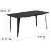Flash Furniture Charis Commercial Grade 31.5″ x 63″ Rectangular Silver Metal Indoor-Outdoor Table(Black)