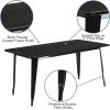 Flash Furniture Charis Commercial Grade 31.5″ x 63″ Rectangular Silver Metal Indoor-Outdoor Table(Black)
