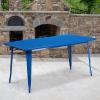 Flash Furniture Charis Commercial Grade 31.5″ x 63″ Rectangular Silver Metal Indoor-Outdoor Table(Blue)