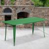 Flash Furniture Charis Commercial Grade 31.5″ x 63″ Rectangular Silver Metal Indoor-Outdoor Table(Green)