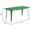 Flash Furniture Charis Commercial Grade 31.5″ x 63″ Rectangular Silver Metal Indoor-Outdoor Table(Green)