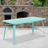 Flash Furniture Charis Commercial Grade 31.5″ x 63″ Rectangular Silver Metal Indoor-Outdoor Table(Mint Green)