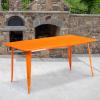 Flash Furniture Charis Commercial Grade 31.5″ x 63″ Rectangular Silver Metal Indoor-Outdoor Table(Orange)