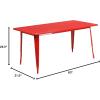 Flash Furniture Charis Commercial Grade 31.5″ x 63″ Rectangular Silver Metal Indoor-Outdoor Table(Red)