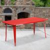 Flash Furniture Charis Commercial Grade 31.5″ x 63″ Rectangular Silver Metal Indoor-Outdoor Table(Red)