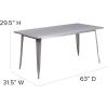 Flash Furniture Charis Commercial Grade 31.5″ x 63″ Rectangular Silver Metal Indoor-Outdoor Table(Silver)