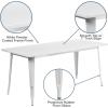 Flash Furniture Charis Commercial Grade 31.5″ x 63″ Rectangular Silver Metal Indoor-Outdoor Table(White)