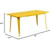 Flash Furniture Charis Commercial Grade 31.5″ x 63″ Rectangular Silver Metal Indoor-Outdoor Table(Yellow)