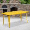 Flash Furniture Charis Commercial Grade 31.5″ x 63″ Rectangular Silver Metal Indoor-Outdoor Table(Yellow)