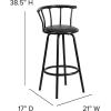 Flash Furniture Charla Crown Back Black Metal Barstool with Black Vinyl Swivel Seat