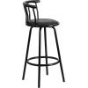 Flash Furniture Charla Crown Back Black Metal Barstool with Black Vinyl Swivel Seat