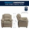 Flash Furniture Charlie Microfiber Kids Recliner with Flip-Up Storage Arms and Safety Recline, Contemporary Reclining Chair for Kids, Supports up to 90 lbs., Purple(Beige Vinyl)