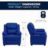 Flash Furniture Charlie Microfiber Kids Recliner with Flip-Up Storage Arms and Safety Recline, Contemporary Reclining Chair for Kids, Supports up to 90 lbs., Purple(Blue Vinyl)