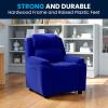 Flash Furniture Charlie Microfiber Kids Recliner with Flip-Up Storage Arms and Safety Recline, Contemporary Reclining Chair for Kids, Supports up to 90 lbs., Purple(Blue Microfiber)