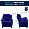 Flash Furniture Charlie Microfiber Kids Recliner with Flip-Up Storage Arms and Safety Recline, Contemporary Reclining Chair for Kids, Supports up to 90 lbs., Purple(Blue Microfiber)