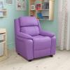 Flash Furniture Charlie Microfiber Kids Recliner with Flip-Up Storage Arms and Safety Recline, Contemporary Reclining Chair for Kids, Supports up to 90 lbs., Purple(Lavender Vinyl)