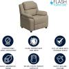 Flash Furniture Charlie Microfiber Kids Recliner with Flip-Up Storage Arms and Safety Recline, Contemporary Reclining Chair for Kids, Supports up to 90 lbs., Purple(Beige Vinyl)