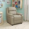Flash Furniture Charlie Microfiber Kids Recliner with Flip-Up Storage Arms and Safety Recline, Contemporary Reclining Chair for Kids, Supports up to 90 lbs., Purple(Beige Vinyl)