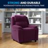 Flash Furniture Charlie Microfiber Kids Recliner with Flip-Up Storage Arms and Safety Recline, Contemporary Reclining Chair for Kids, Supports up to 90 lbs., Purple(Purple Microfiber)