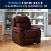 Flash Furniture Charlie Microfiber Kids Recliner with Flip-Up Storage Arms and Safety Recline, Contemporary Reclining Chair for Kids, Supports up to 90 lbs., Purple(Brown Leathersoft)