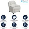 Flash Furniture Charlie Microfiber Kids Recliner with Flip-Up Storage Arms and Safety Recline, Contemporary Reclining Chair for Kids, Supports up to 90 lbs., Purple(White Vinyl)