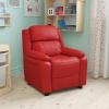 Flash Furniture Charlie Microfiber Kids Recliner with Flip-Up Storage Arms and Safety Recline, Contemporary Reclining Chair for Kids, Supports up to 90 lbs., Purple(Red Vinyl)