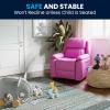 Flash Furniture Charlie Microfiber Kids Recliner with Flip-Up Storage Arms and Safety Recline, Contemporary Reclining Chair for Kids, Supports up to 90 lbs., Purple(Hot Pink Vinyl)