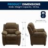Flash Furniture Charlie Microfiber Kids Recliner with Flip-Up Storage Arms and Safety Recline, Contemporary Reclining Chair for Kids, Supports up to 90 lbs., Purple(Brown Microfiber)