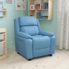 Flash Furniture Charlie Microfiber Kids Recliner with Flip-Up Storage Arms and Safety Recline, Contemporary Reclining Chair for Kids, Supports up to 90 lbs., Purple(Light Blue Vinyl)