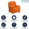 Flash Furniture Charlie Microfiber Kids Recliner with Flip-Up Storage Arms and Safety Recline, Contemporary Reclining Chair for Kids, Supports up to 90 lbs., Purple(Orange Vinyl)