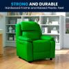 Flash Furniture Charlie Microfiber Kids Recliner with Flip-Up Storage Arms and Safety Recline, Contemporary Reclining Chair for Kids, Supports up to 90 lbs., Purple(Green Vinyl)